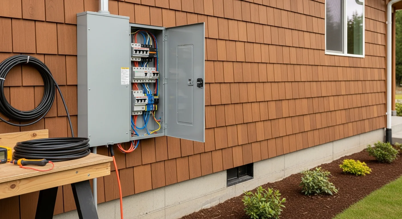 Electrician installing wiring in a home