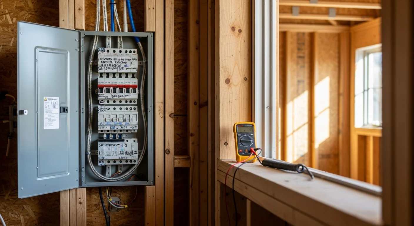 General contractor overseeing electrical installation on construction site