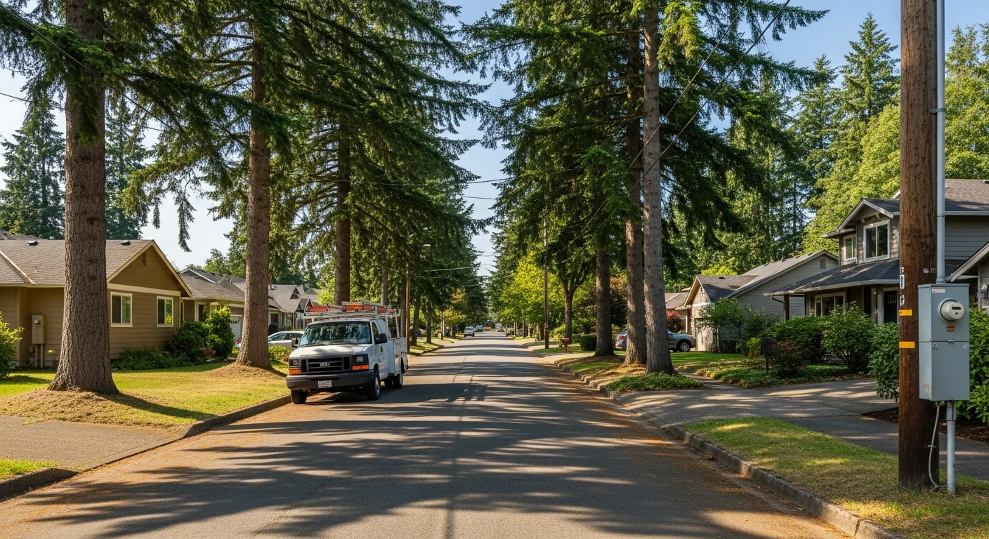 Vancouver residential neighborhood with tree-lined street and mixed-age homes on a sunny afternoon.